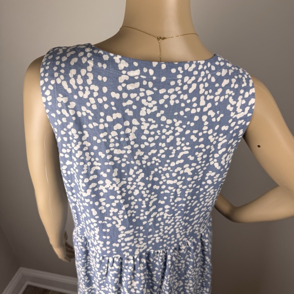 Matty M Tiered Linen Blend Cottagecore Lagenlook Loose Dress Women's Sz M Blue - Picture 10 of 16